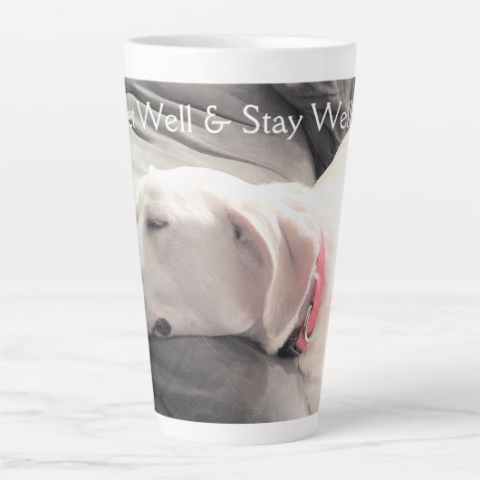 Foto van Sleeping White Labrador Mix Puppy Dog Latte Mok (Voorkant)