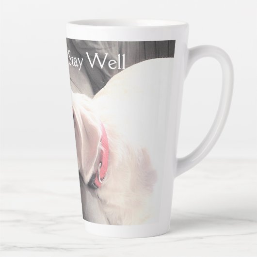 Foto van Sleeping White Labrador Mix Puppy Dog Latte Mok (Rechts)