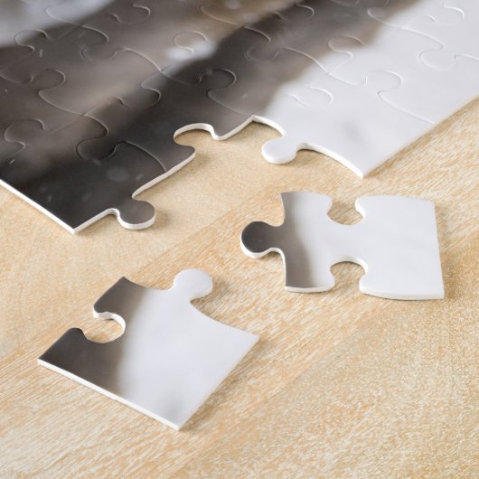 Foto van sneeuwbesproeid chocolaatlaboratorium legpuzzel (Zijkant)