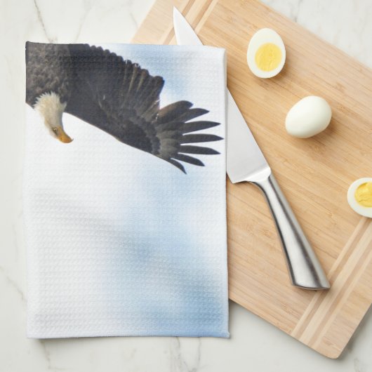 Foto van Soaring Bald Eagle Wildife Theedoek (Quarter Fold)