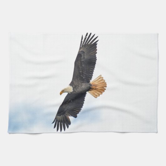 Foto van Soaring Bald Eagle Wildife Theedoek (Horizontaal)