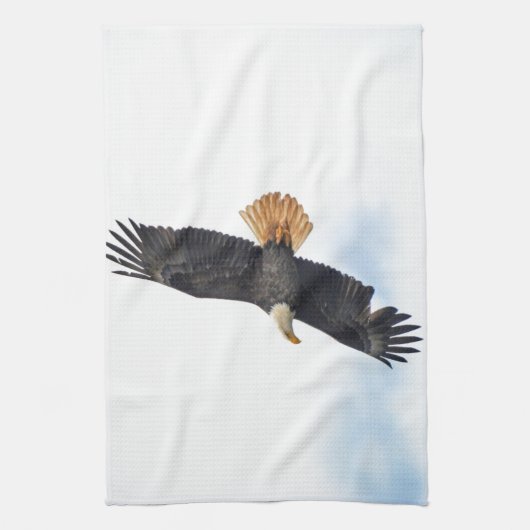 Foto van Soaring Bald Eagle Wildife Theedoek (Verticaal)