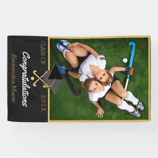 Foto van Soccer player gefeliciteerd met afstudere Spandoek (Horizontaal)