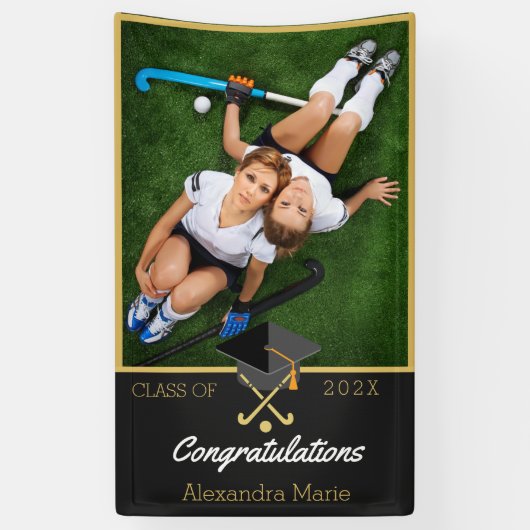 Foto van Soccer player gefeliciteerd met afstudere Spandoek (Verticaal)