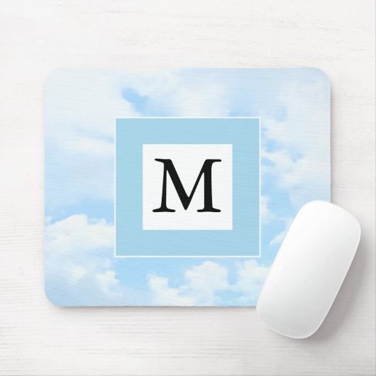 Foto van Soft Blue Sky Custom Single Initiaal Muismat (Met muis)