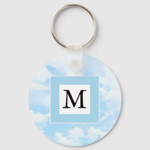 Foto van Soft Blue Sky Custom Single Initiaal Sleutelhanger