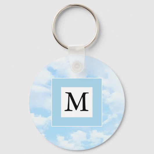 Foto van Soft Blue Sky Custom Single Initiaal Sleutelhanger (Voorkant)