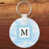 Foto van Soft Blue Sky Custom Single Initiaal Sleutelhanger (Voorkant)