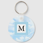 Foto van Soft Blue Sky Custom Single Initiaal Sleutelhanger (Achterkant)