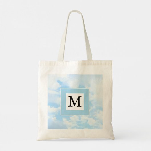 Foto van Soft Blue Sky Custom Single Initiaal Tote Bag (Achterkant)