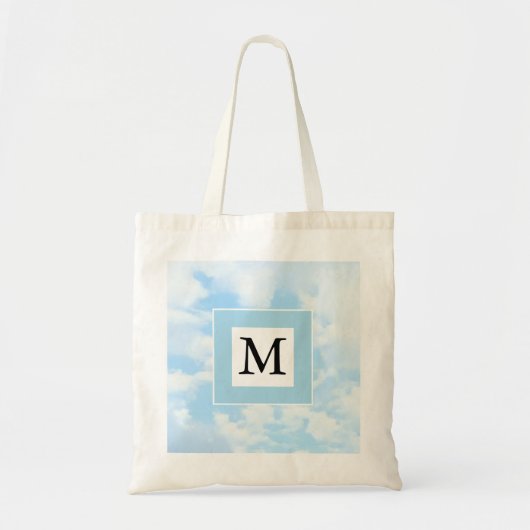 Foto van Soft Blue Sky Custom Single Initiaal Tote Bag (Voorkant)