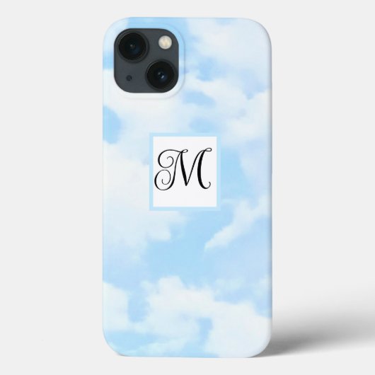 Foto van Soft Blue Sky Fancy Letter Single Initiaa Case-Mate iPhone Case (Achterkant)