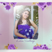 Foto van Spaanse Pearl en Paarse Rozen Quinceanera Drieluik Uitnodiging (Binnenkant midden)