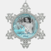 Foto van Sparkly Turquoise Princess Tin Sneeuwvlok Ornament (Voorkant)