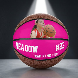 Foto van speelsters Meisjes Roze Mini Kids Basketb Basketbal