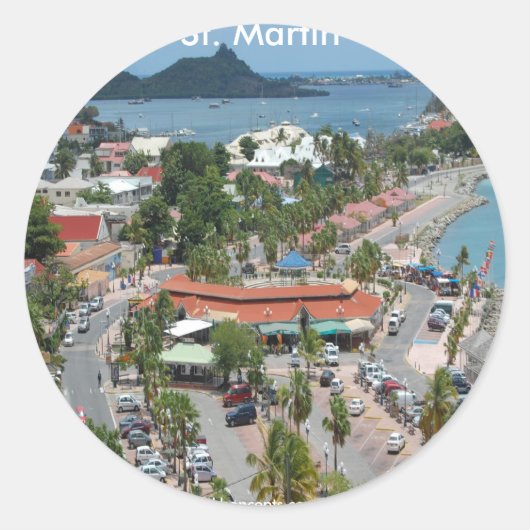 Foto van St. Martin en Marigot Bay Ronde Sticker (Voorkant)