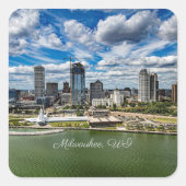 Foto van stadsgezicht van Milwaukee, Wisconsin, Vierkante Sticker (Voorkant)