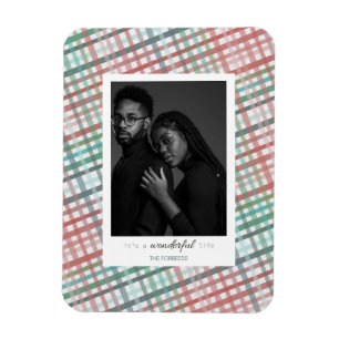 Foto van stel op pastelruitprint magneet