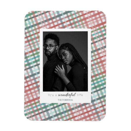 Foto van stel op pastelruitprint magneet (Verticaal)