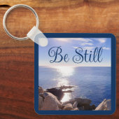 Foto van Still Blue Ocean Bible Verse aangepaste n Sleutelhanger (Voorkant)