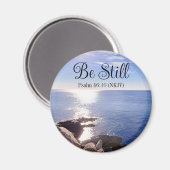 Foto van Still Blue Ocean Bible Verse Know God Magneet (Voorkant / Achterkant)