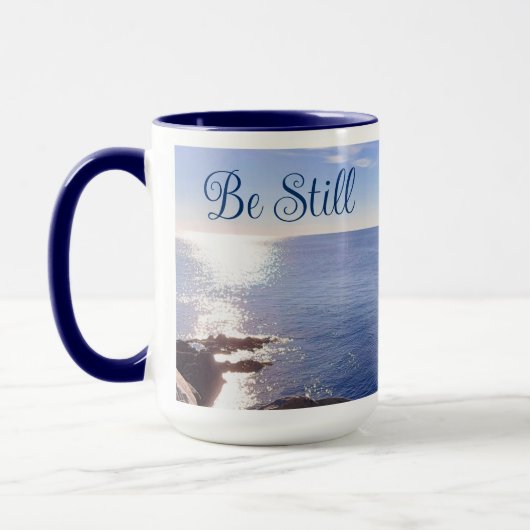 Foto van Still Blue Ocean Bible Verse Know God Mok (Links)