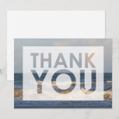 Foto van strand onder ondergaande zon met uitknips bedankkaart (Voorkant / Achterkant)