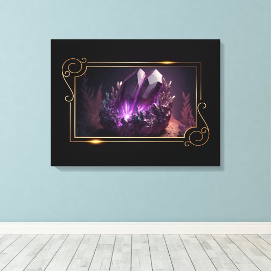 Foto van Striking Raw Edelstenen Amethist Canvas Afdruk (Insitu (Houten vloer))