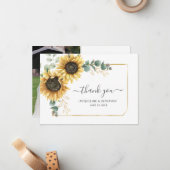 Foto van Sunflower Eucalyptus Weddenschap Bedankt Notitiekaartje (Voorkant / Achterkant in situ)