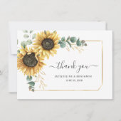 Foto van Sunflower Eucalyptus Weddenschap Bedankt Notitiekaartje (Voorkant)