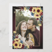 Foto van Sunflower Navy Blue Burgundy Wood Floral Kaart (Achterkant)