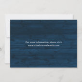 Foto van Sunflower Navy Blue Rustic Wood Weddensch Save The Date (Achterkant)