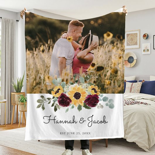 Foto van Sunflower Wedding Couple Fleece Deken