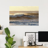 Foto van Sunlight Waves Crashing Poster (Thuiskantoor)