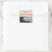 Foto van Sunset en Ocean Bible Verse Christelijk Vierkante Sticker (Tas)