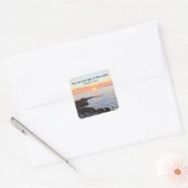 Foto van Sunset en Ocean Bible Verse Christelijk Vierkante Sticker (Envelop)