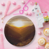 Foto van Sunset Mountain Papieren Bordje (Feest)