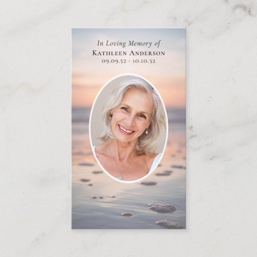 Foto van Sunset Ocean Memorial Prayer Kaart Contactkaartje (Voorkant)