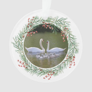 Foto van Swan met holly berry lijst Ornament