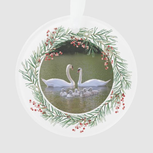 Foto van Swan met holly berry lijst Ornament (voorkant)