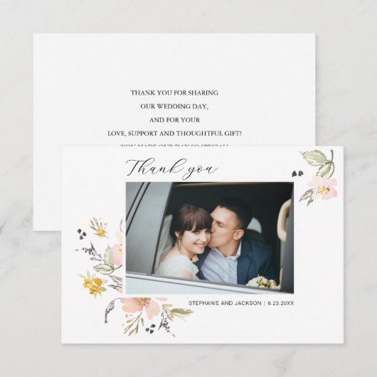 Foto van Sweet Floral Hartelijk dank voor uw bruil Bedankkaart (Voorkant / Achterkant)