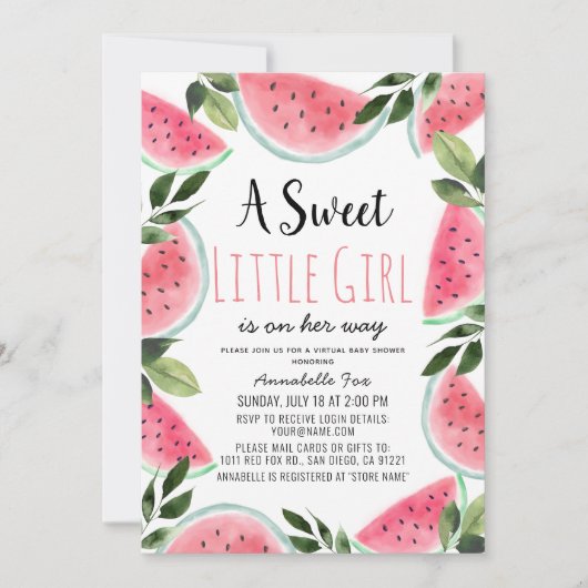 Foto van Sweet Watermelon Virtual Baby shower Kaart (Voorkant)