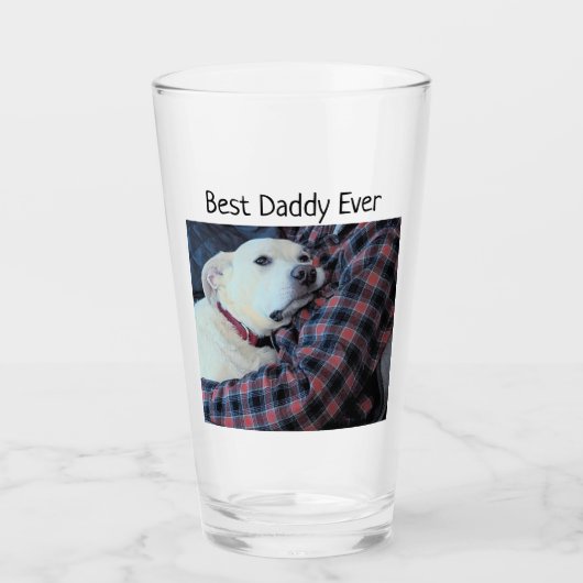 Foto van Sweet White Dog met Daddy Vaderdag Glas (Voorkant)