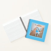 Foto van Sweet White Puppy Dog in Baby Blue Scarf Notitieboek (Binnen)