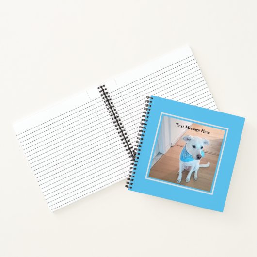 Foto van Sweet White Puppy Dog in Baby Blue Scarf Notitieboek (Binnen)
