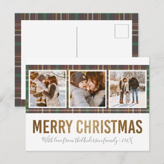 Foto van Tartan & Gold Merry 3 serie Briefkaart (Voorkant / Achterkant)