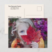 Foto van Template Calligraphy Script Thankful Briefkaart (Voorkant / Achterkant)