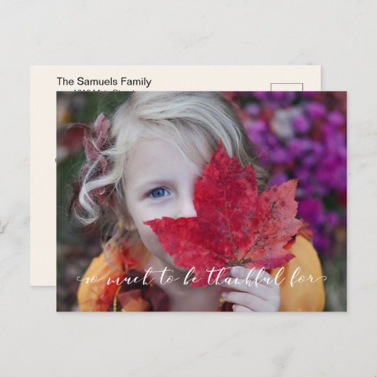 Foto van Template Calligraphy Script Thankful Briefkaart (Voorkant / Achterkant)