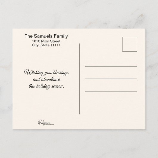 Foto van Template Calligraphy Script Thankful Briefkaart (Achterkant)