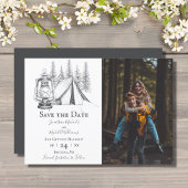 Foto van Tent and Woodland Sketch Camping Wedding Save The Date